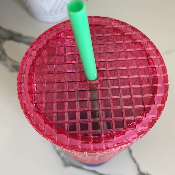 NWT Starbucks 2022 watermelon pink purple gradient ombré grid Venti 24oz Tumbler - Picture 5 of 7